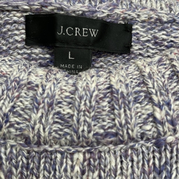 J Crew Balloon Sleeve Cotton/Linen Heathered Purple Crewneck Sweater - Picture 7 of 8